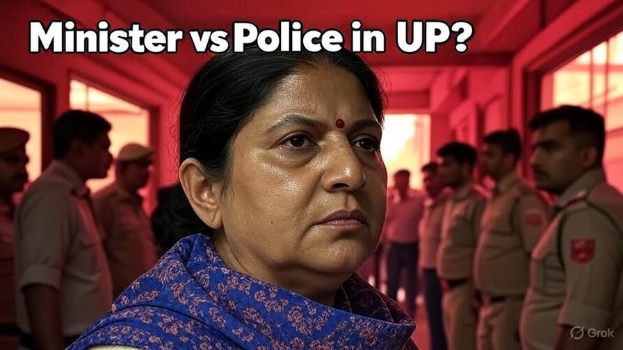 UP Minister Pratibha Shukla Protest Kanpur Police 2025